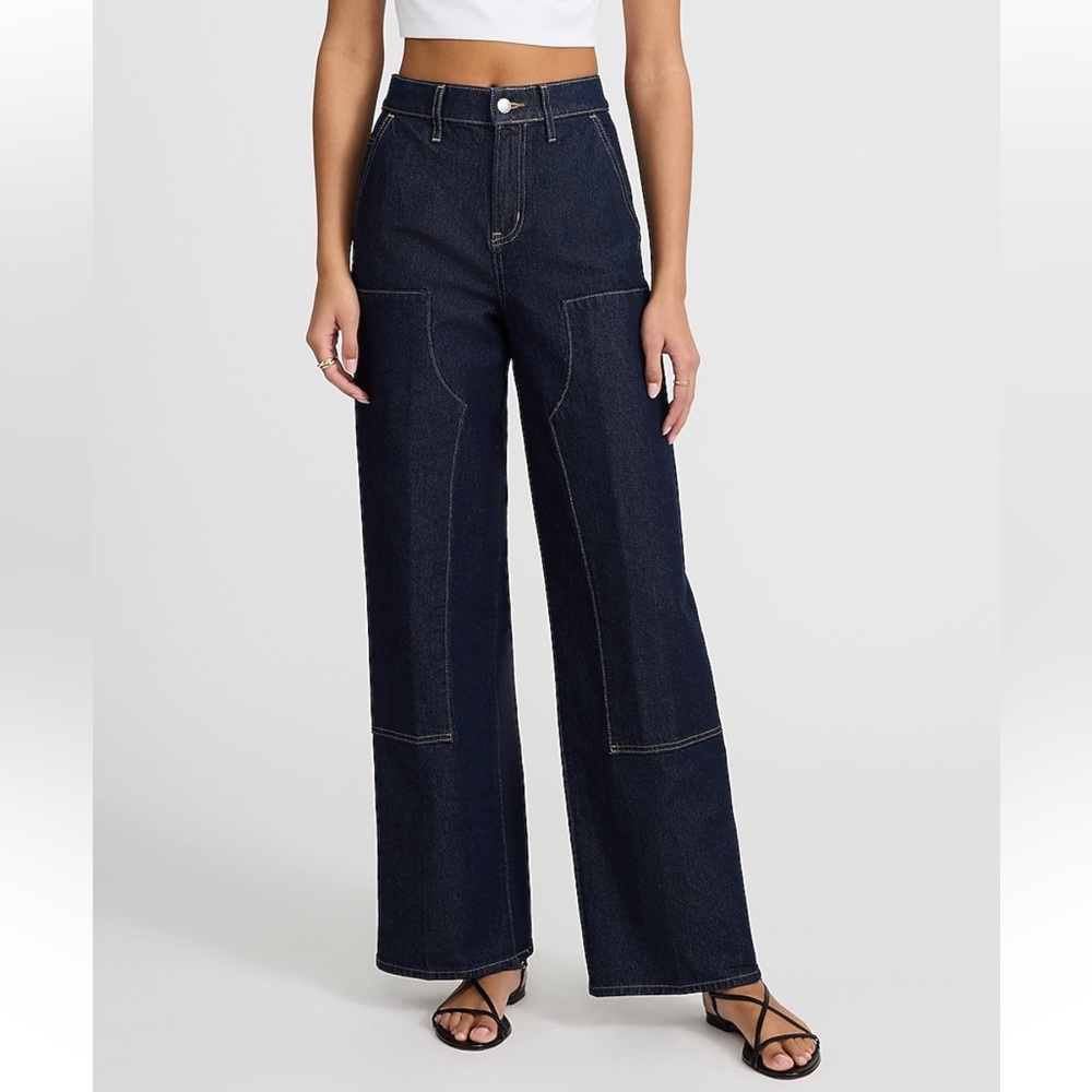 Express High Waisted Dark Wash Wide Leg Carpenter Jeans